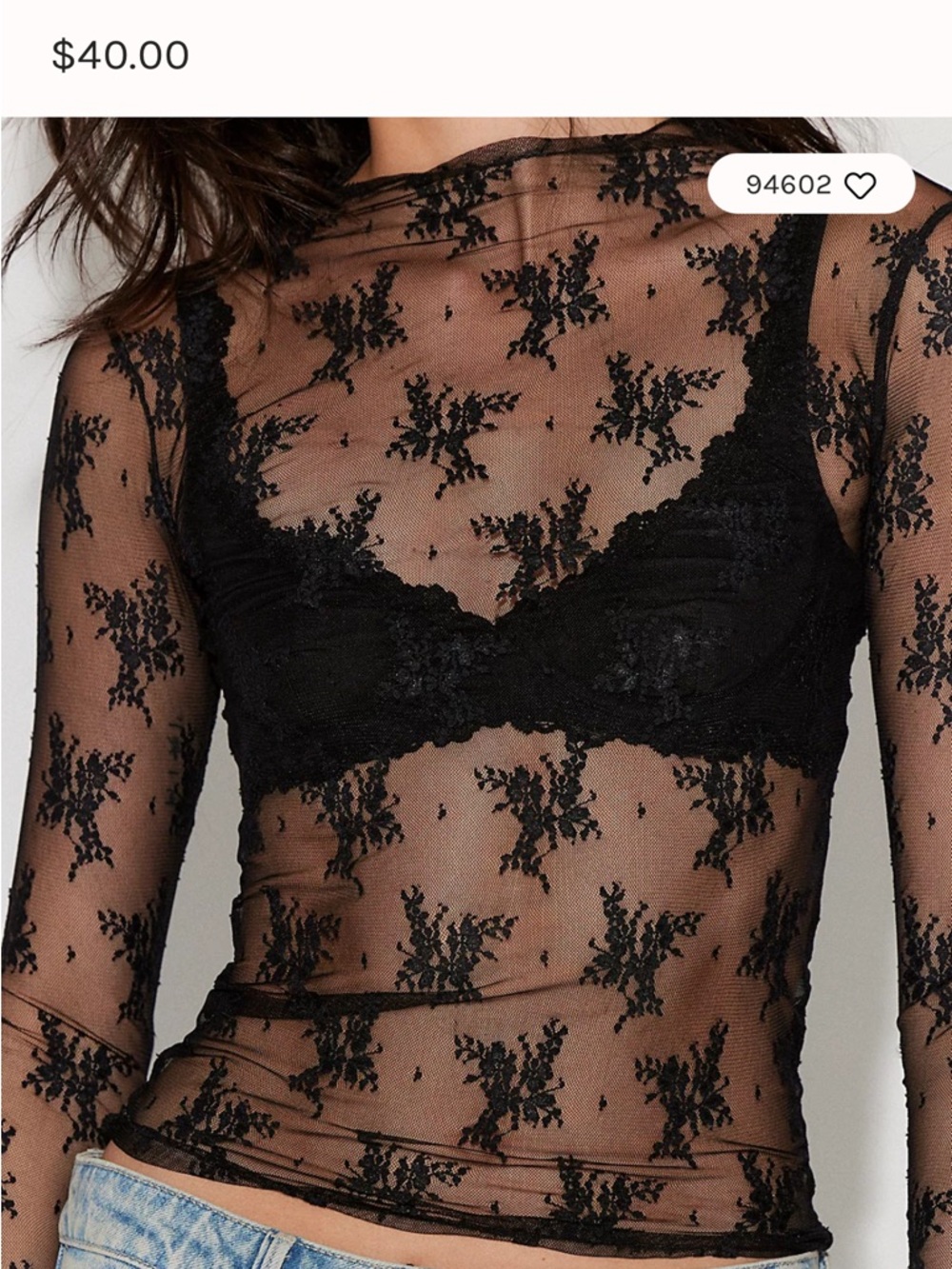 Free people Lady Lux layering lace long sleeve sz Small NWT